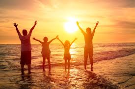 couché de soleil famille
